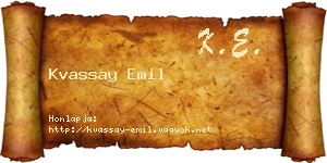 Kvassay Emil névjegykártya